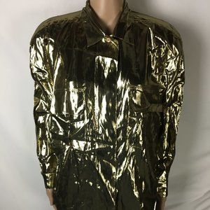 Vtg 80's Gold Rayon Blend Blouse size 12